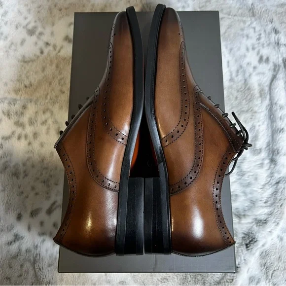New Men’s Brown Leather Oxford Dress Shoes sz 7 / 38 - Picture 11 of 13
